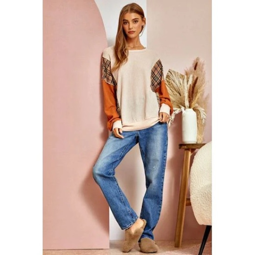 BRAND NEW WITH TAGS Blush Waffle Top with Panels on Side